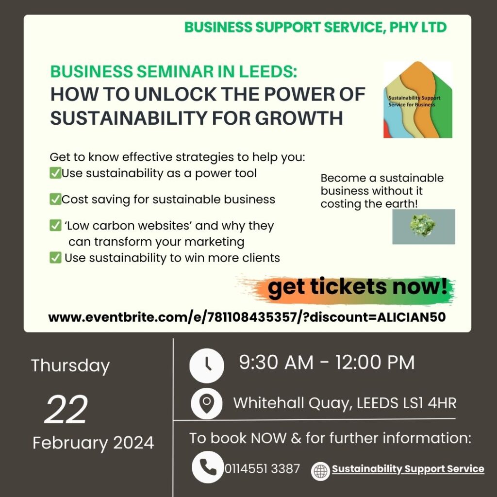 22 February 2024 Business seminar on Sustainability in Leeds, West Yorkshire